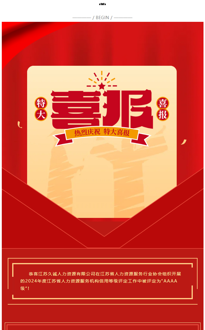 喜报丨恭喜江苏久诚人力资源有限公司荣获2024年度江苏省人力资源服务机构信用等级评定AAAA级认证！_01.jpg